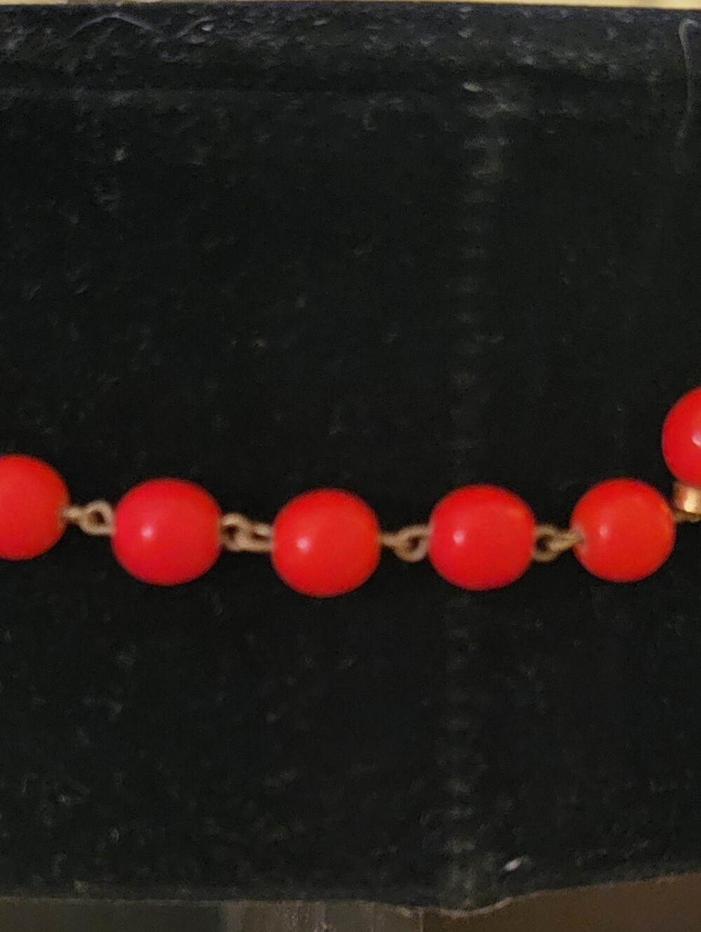 Vintage 50's Red Beaded Choker Necklace - Picture 5 of 8